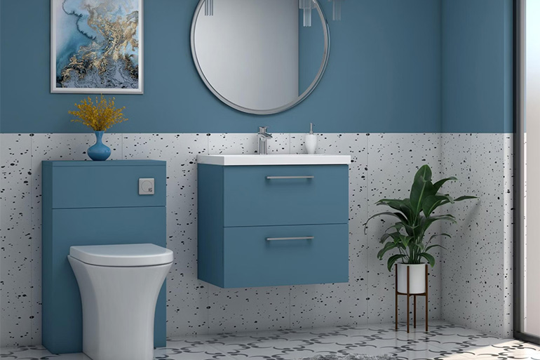 Satin Blue Wall Hung Vanity Unit | Royal Bathrooms