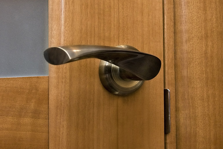 wooden door with handle
