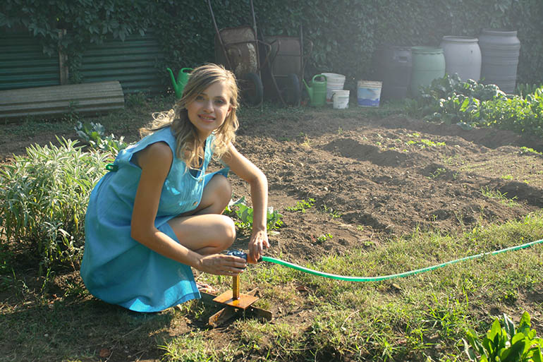 young woman working in the garden